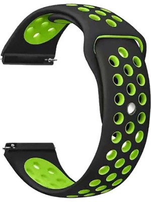 Smcase Google Ticwatch S2 Wear Os Kordon Delikli Çift Renk Silikon Yeşil