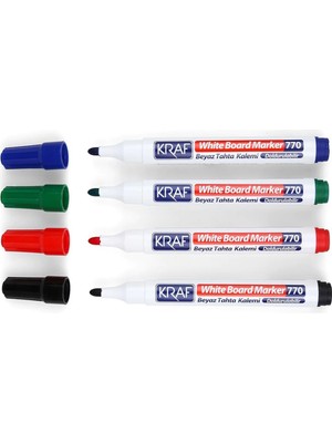 Kraf Doldurulabilir Beyaz Tahta Kalemi 4 Renk Set Yazı Tahtası Kalemi