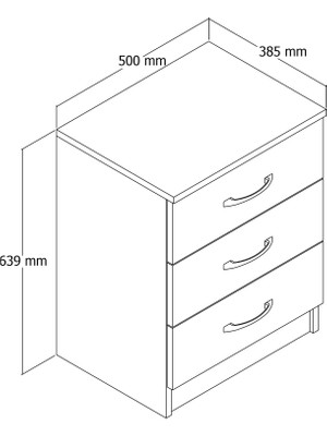 Moxen Mobilya Beyaz-Ceviz 3 Çekmeceli Komodin