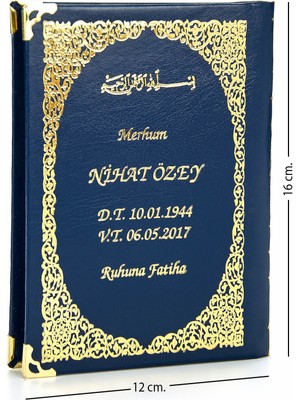 İhvan Online 50 Adet - Isim Baskılı Ciltli Yasin Kitabı - Çanta Boy - Lacivert - 128 Sayfa - Mevlit Hediyeliği