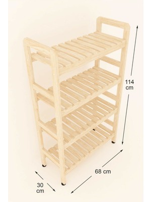 Minimal Wood Store 4 Raflı Ahşap Kitaplık 114X68X30