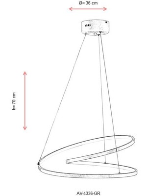 Avonnı AV-60332-GR Gri Boyalı Modern Avize LED Metal Pleksi 36CM