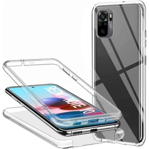 Case 4U Xiaomi Redmi Note 10S Kılıf 360 Derece Tam Koruma Ön Arka Esnek Süper Enjoy Silikon Şeffaf