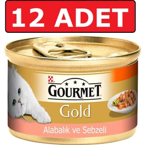 Gold Parça Etli Alabalıklı ve Sebzeli Kedi Konservesi 12 Adet 85 gr Yaş Mama