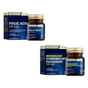 Folik Asit 400 Mcg 100 Tablet + Krom Minerali Içeren Takviye Gıda 200 Mcg 90 Tablet