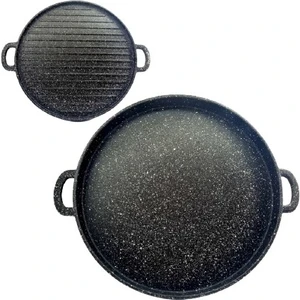 Parıltı Home Döküm Izgara ve Gözleme Tepsi 36 cm Siyah Bazlama Krep Çift Taraflı Derin Tava