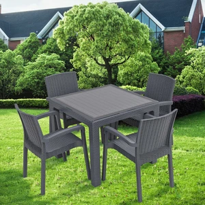 Rattan 90X90CM Bahçe Mobilyası ve Masa Takımı Antrasit