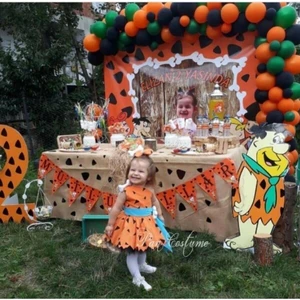 Bal10 Dünyası Çakmak Taş Taş Devri Konsept Balon ve Balon Zinciri Doğum Günü Konsept Balon