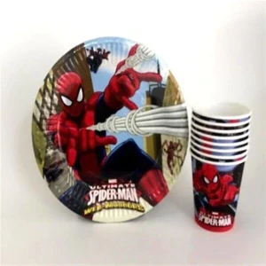 Bal10 Dünyası Spiderman Örümcek Adam  Doğum Günü Tabak Bardak Seti 8 Kişilik