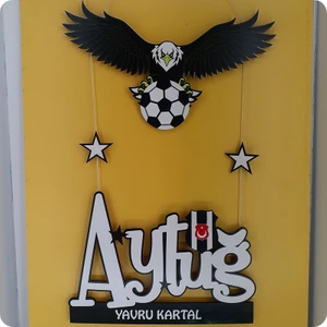 Deniz Tasarım Işıklı Kartallı Beşiktaş Temalı Kapı ve Duvar Süsü