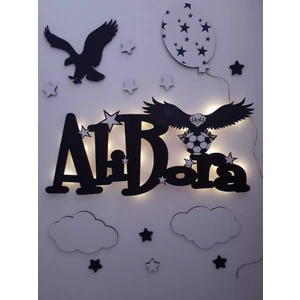 Deniz Tasarım Işıklı Kartallı Beşiktaş Duvar Süsü Seti