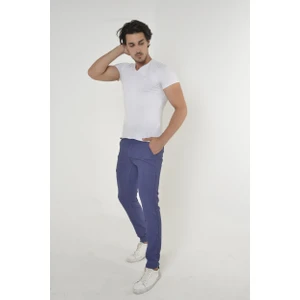 Erkek Slim Fit Dar Kesim Örgü Kumaş Yan Cep Koton Chino Pantolon