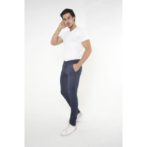 Erkek Slim Fit Dar Kesim Örgü Kumaş Yan Cep Koton Chino Pantolon