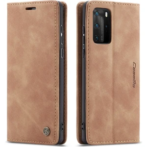 Huawei P40 Pro Için Retro Pu Deri Tpu Kart Bölmeli Manyetik Flip Standlı Kılıf (Yurt Dışından)