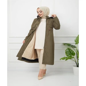 Water Prof Haki Içi Kürklü Kışlık Battal Mevsimlik Mont & Kaban