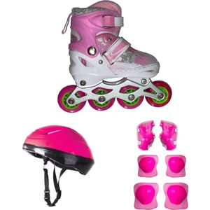 Furkan Toys Power Passion Işıklı 2+1 Çift Sıra Ayarlanabilir Alıştırma Pateni + Dizlik Seti + Kask