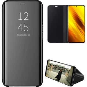 Xiaomi Poco X3 Nfc Için Aynalı Pu Deri Standlı Kılıf (Yurt Dışından)