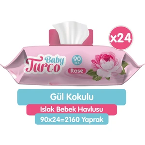Baby Turco Gül Kokulu Islak Bebek Havlusu 24 x 90