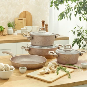 Premium-S Pro Gold Pink 7 Parça Granit Tencere Seti