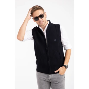 Erkek Orta Yaş ve Üzeri Triko Örgü Akrilik Kışlık Baba Fermuarlı Yelek 2073-Lacivert