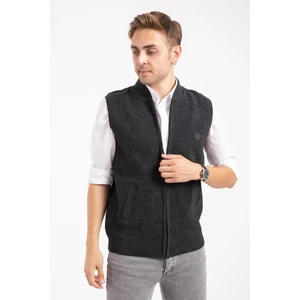 Erkek Orta Yaş ve Üzeri Triko Örgü Akrilik Kışlık Baba Fermuarlı Yelek 2073-Gri