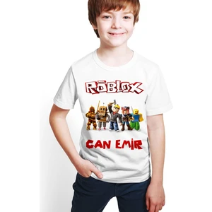 Hediye Center  Kişiye Özel Isimli Roblox Baskılı Beyaz Unisex Çocuk T-Shirt M01