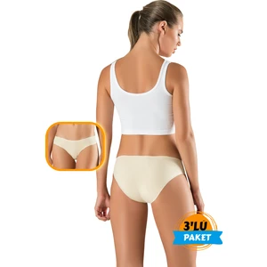 3'lü Lazer Kesim Kadın Slip Külot Iz Yapmaz Toparlayıcı Ten Slikonlu