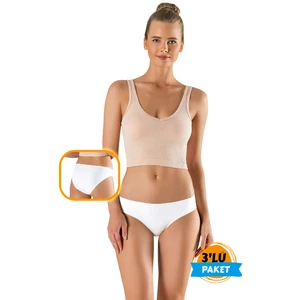 3'lü Lazer Kesim Kadın Slip Külot Iz Yapmaz Toparlayıcı Beyaz Slikonlu