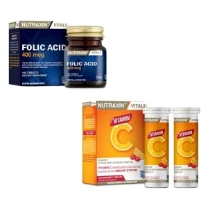 Folik Asit 400 Mcg 100 Tablet + Vitamin C28 Çiğneme Tableti