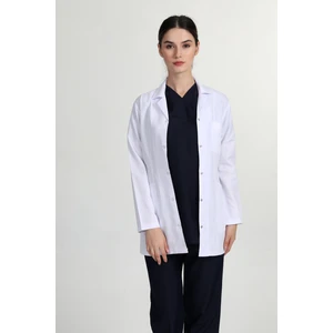 Önlük Kadın Ceket Boy Gömlek Yaka Doktor Hemşire Öğretmen Önlüğü Beyaz RUF-1401