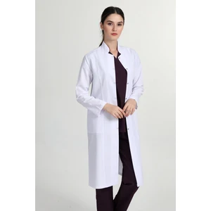 Önlük Kadın Tesettür Hakim Yaka Doktor Hemşire Öğretmen Önlüğü Beyaz GMZ-1401