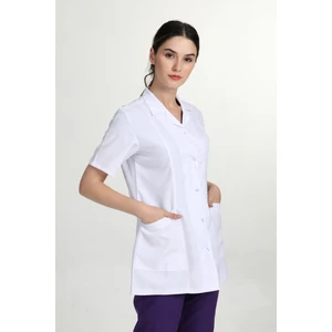 Önlük Kadın Kısakol Gömlek Yaka Doktor Hemşire Öğretmen Önlüğü Beyaz GZY-1401