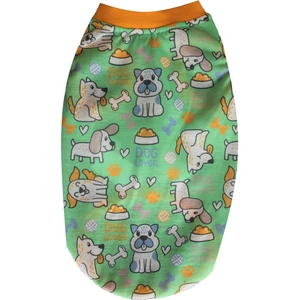 Yeşil Mutlu Köpekler Kedi Köpek Tişörtü Kedi Köpek Kıyafeti M