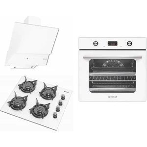 Itimat Lux White Lake Pop-Up Düğme Ankastre Set (AF550 Fırın+ 1530.01 Ocak + 9019 Davlumbaz)