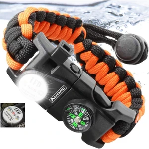 Paracord Hayatta Kalma Bilekliği Turuncu-Siyah