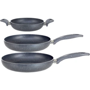 Hazar Pazar Granit Tava 20 - 24 cm & Çift Kulp Omlet 18 cm 3'lü Set