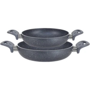 Hazar Pazar Granit 20/24 cm Set Yumurta Tavası Set Yanmaz Yapışmaz Çizilmez Çift Kulp Omlet