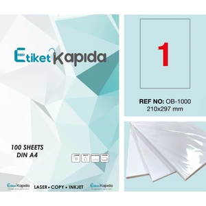 Etiket Kapıda A4 Yapışkanlı Hazır Etiket  Laser Etiket 210 x 297 mm   100 Sayfa
