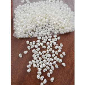 Livza Bijuteri 500 Gr. Krem Renk Plastik Inci Boncuk (Yamuk Inci)