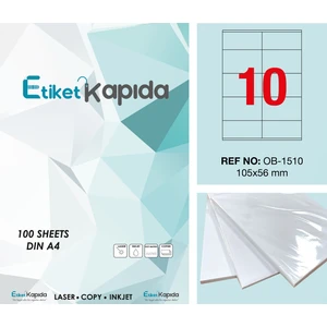 Etiket Kapıda A4 Yapışkanlı Hazır Etiket  Laser Etiket 105 x 56 mm   100 Sayfa  1000 Etiket