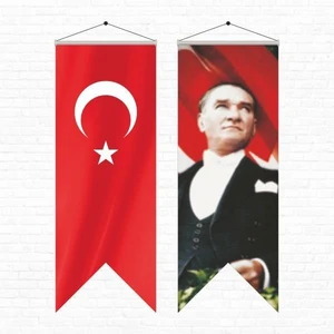 Atatürk Posteri ve Türk Bayrağı Kırlangıç 50 x 150 cm 2