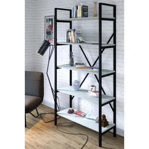 Metal Ayaklı 5 Raflı Kitaplık - 90x180cm - Beyaz