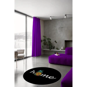 Cappio Halı  Ananas Desenli Home Yazılı Yuvarlak Halı (Makinede Yıkanabilir)