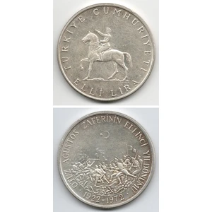 Benim Koleksiyonum 50 Lira (1972) 30 Ağustos Zaferinin 50. Yıldönümü Çil Gümüş Hatıra Para