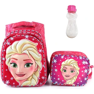 Masho Trend Pembe Kumaş Çizgi Desenli Elsa Çanta  Beslenme  Suluk  Okul Çantası  Frozen Çanta
