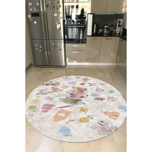 Cappio Halı  Mutfak Gereçleri Desenli Mutfak Yuvarlak Halı (Makinede Yıkanabilir)