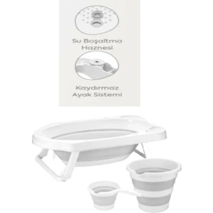 Mim Life Katlanır Çocuk Küveti & Kova & Maşrapa Seti Gri