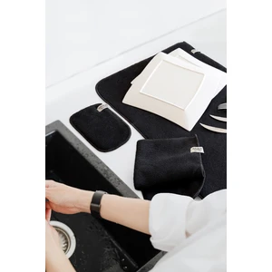 Microwell 3 Prç Microfiber Bulaşık Kurutma Matı Mutfak Seti 3'lü Siyah-Gri