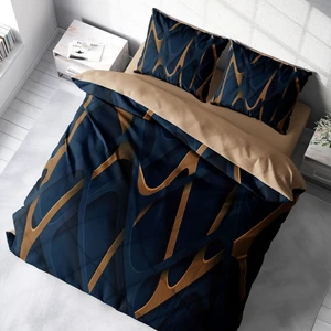Blue Brown 3D Pamuk Saten Çift Kişilik Nevresim Takımı