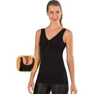 Kadın Siyah Kalın Askılı Toparlayıcı Atlet Korse Dikişsiz Örme 1 Beden Ince Görünüm Sağlar